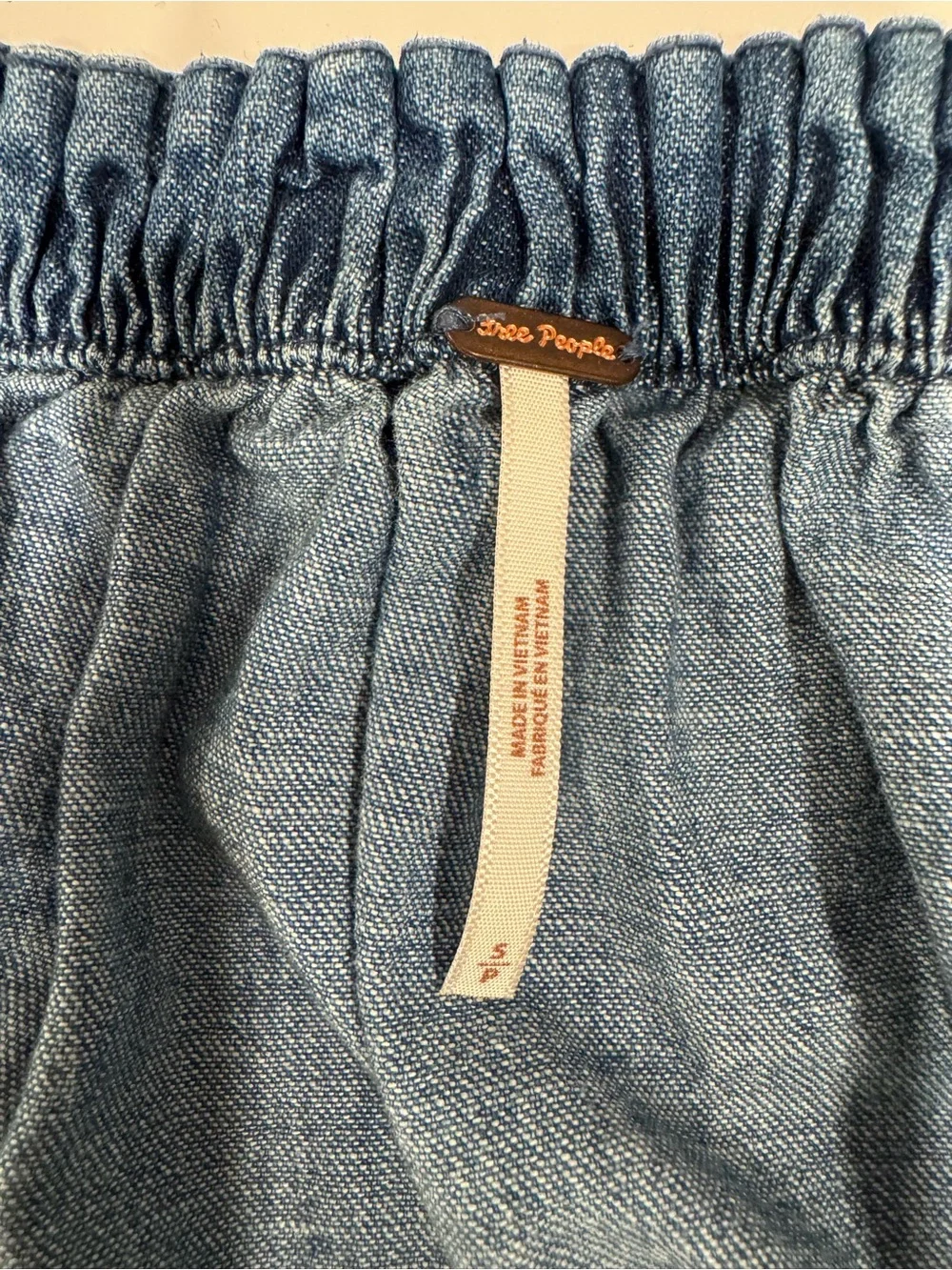 Free People Maxine Denim Off-Shoulder Ruffle Women's Top sz. S